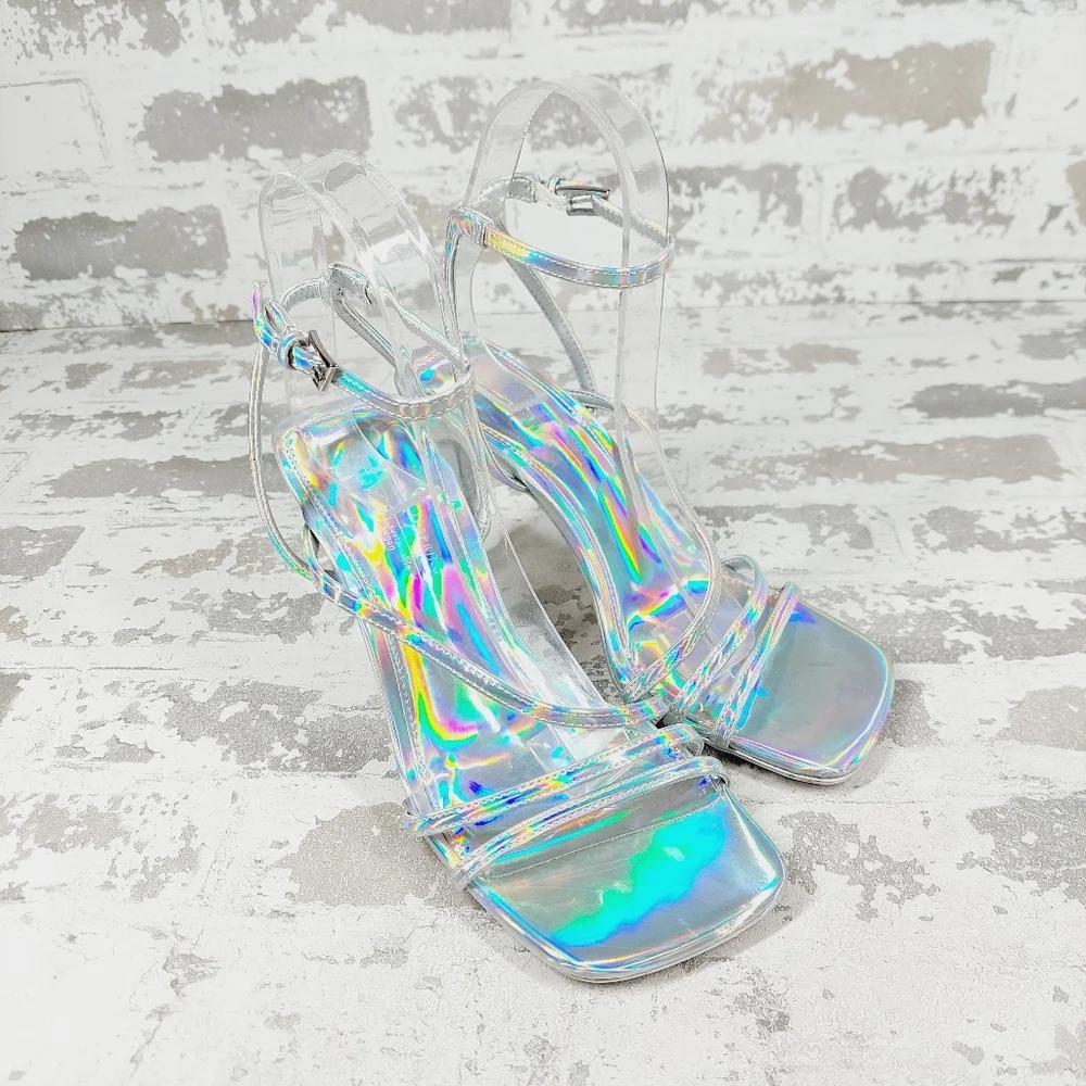 NEW Call It Spring Silver Summer Evening Stilettos Ankle Loop Party Sandals E931